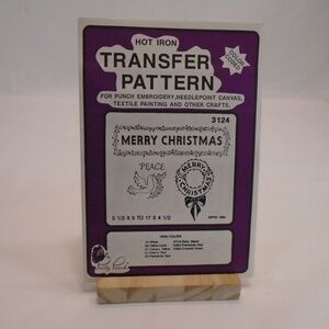 Pretty Punch Hot Iron Color Coded Transfer Pattern #3124 Merry Christmas Craft